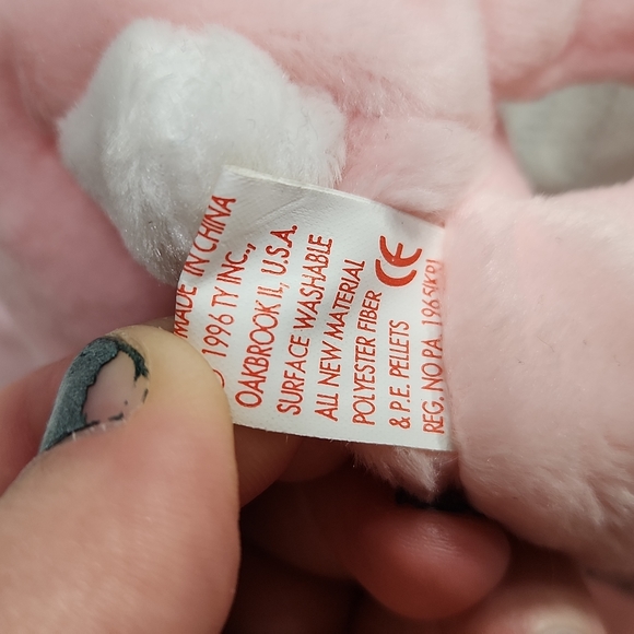 🕸Vintage Beanie Baby Hoppity The Rabbit 1996 Series Tag Errors P.E. PELLETS - Picture 10 of 10
